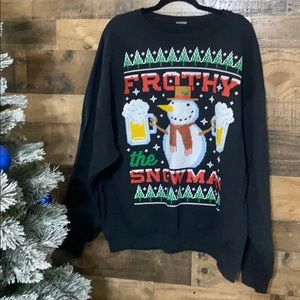 Frosty the beer drinking snowman sweater